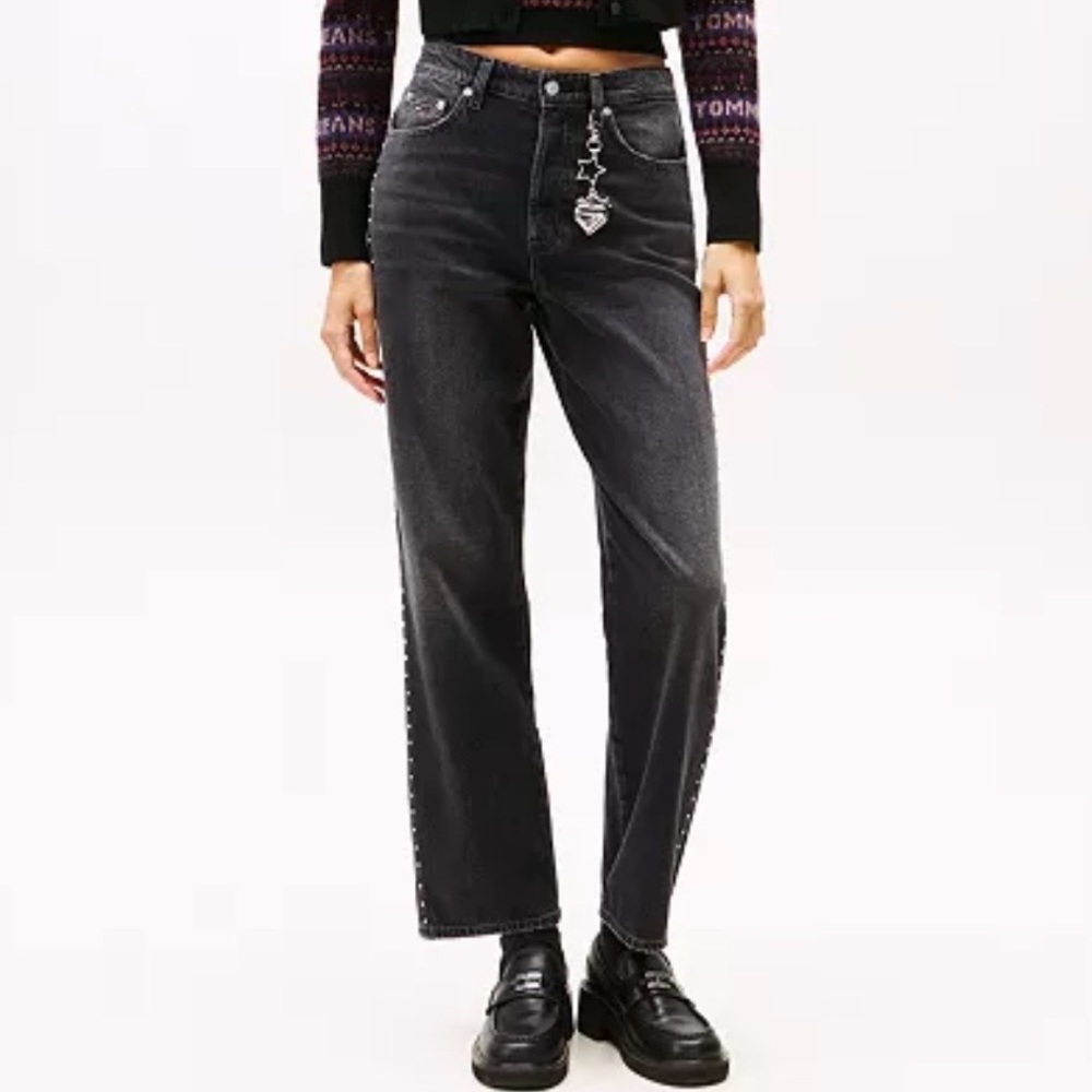 Tommy Hilfiger Women's Washed Black Straight-Leg Jeans